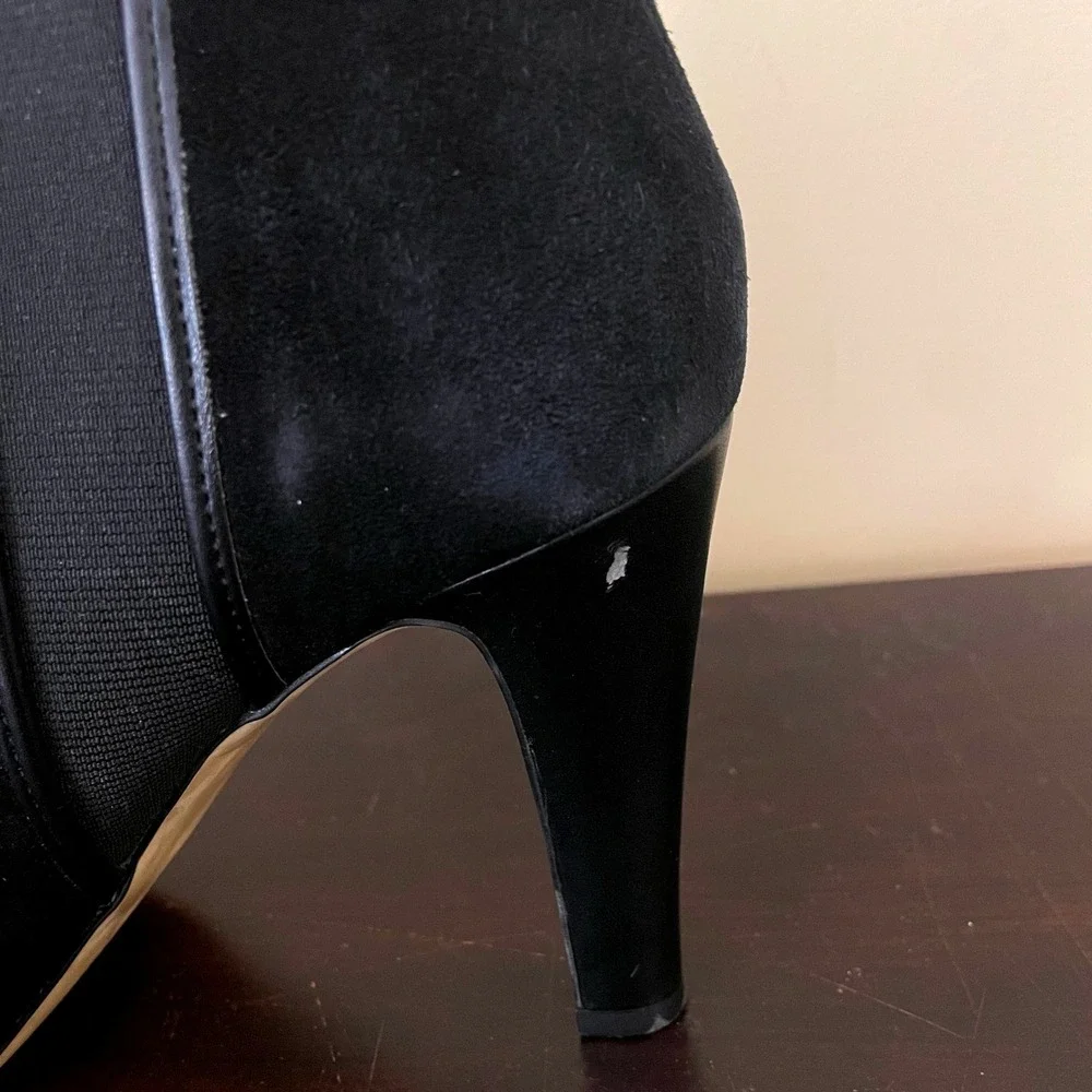 Banana Republic Black Suede Ankle Boots Stiletto Heel‎ Elastic Gusset Womens 9M